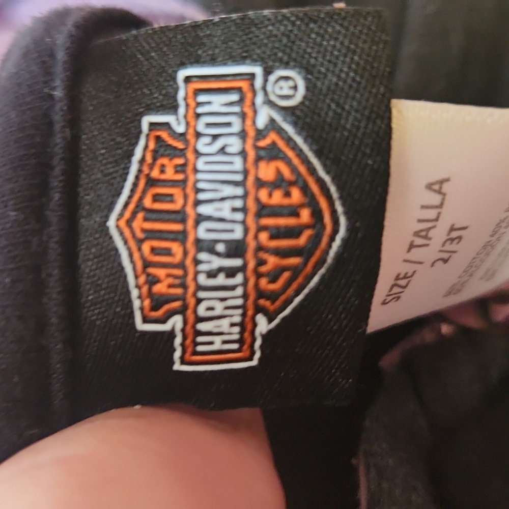 Harley-Davidson Kids Black Hoodie with Purple Lining - Picture 4 of 6